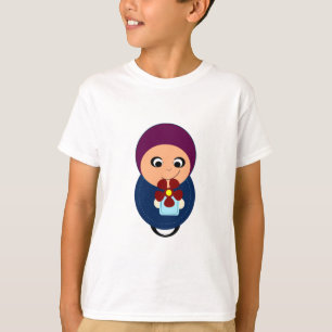 Camiseta Desenhos animados roxos do hijabi do hijab da