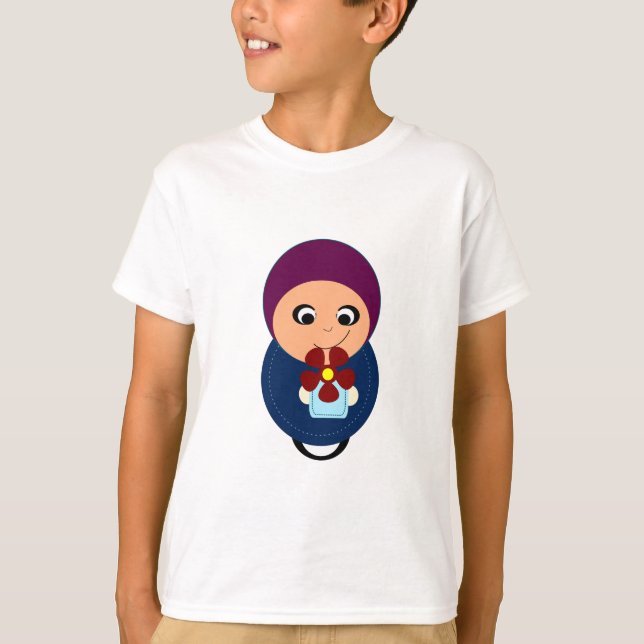 Camiseta Desenhos animados roxos do hijabi do hijab da (Frente)