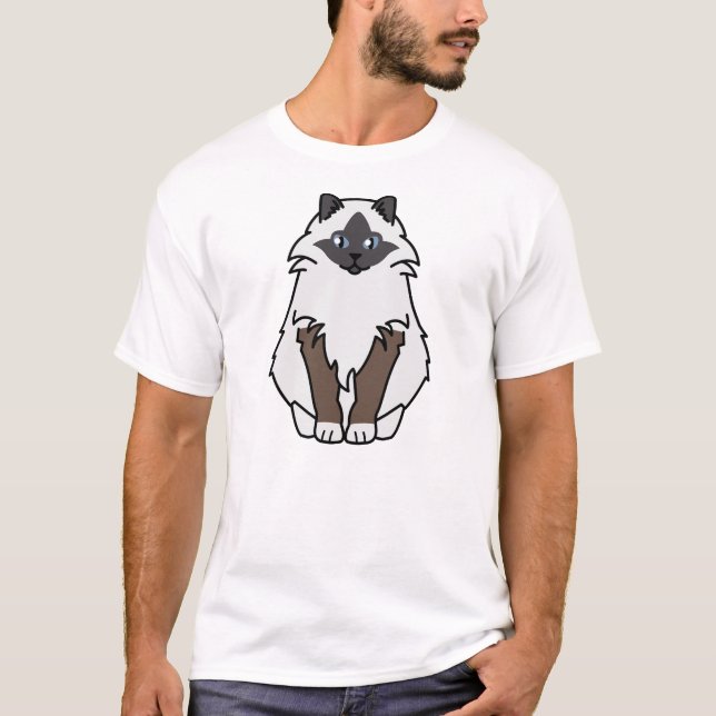 Camiseta Desenhos animados sagrados do gato de Birman (Frente)