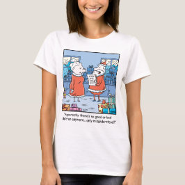 Camiseta Desenhos animados Santa do Natal boas e lista má