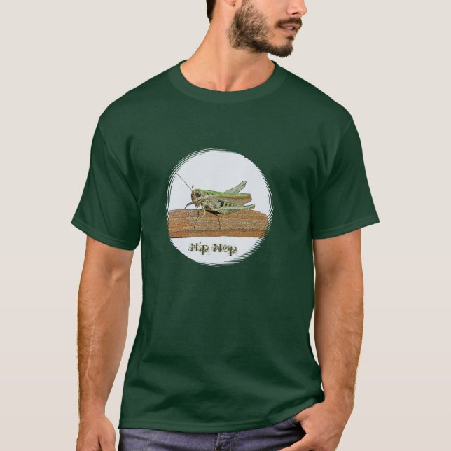 Camiseta Desenhos animados verdes pequenos do gafanhoto (Frente)