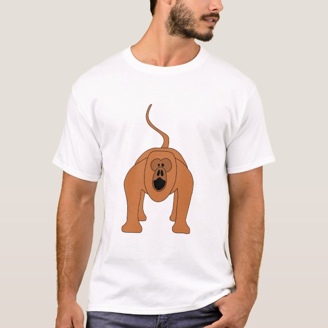 Camiseta Desenhos animados vermelhos do macaco de Howler (Frente)