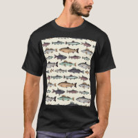 Desenhos de peixe venenoso, padrão sem costura.