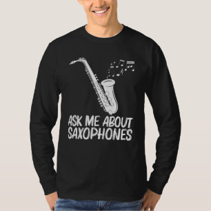 Camiseta Desenhos de Saxofone para Homens Mulheres Instrume