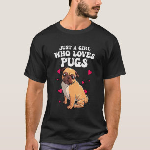 Camiseta Desenhos Fofos de Pug Para Mulheres Meninas Pet Ca