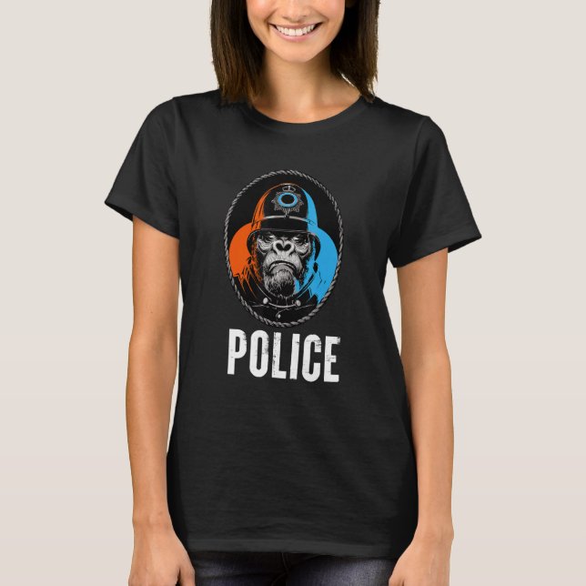 Camiseta Desenhos Gráficos da Ilustração Policial de Gorill (Frente)