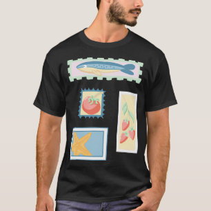 Camiseta Desenhos Pastel Estilo Carimbo