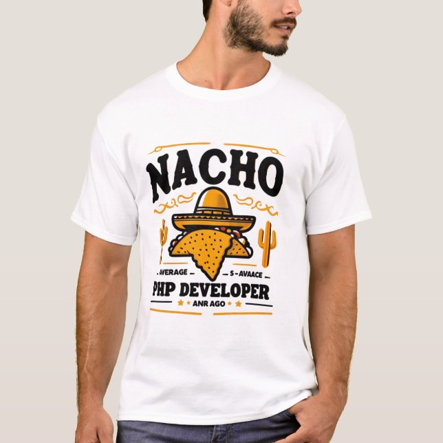 Camiseta Desenvolvedor de PHP Médio Nacho - Arma de Codific (Frente)