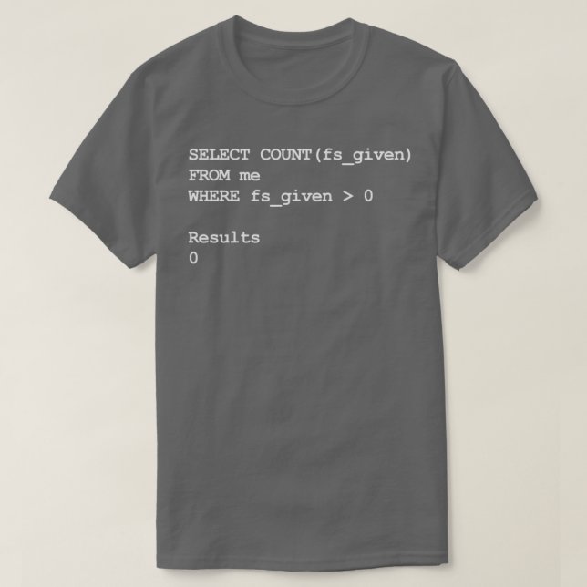 Camiseta Desenvolvedor de Piada de Programação SQL Engraçad (Frente do Design)