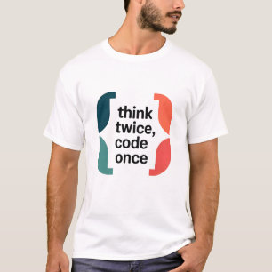 Camiseta Desenvolvedor de Software Minimalista Pense Duas V