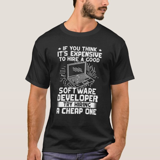 Camiseta Desenvolvedor De Software Tente Contratar Um Barat (Frente)