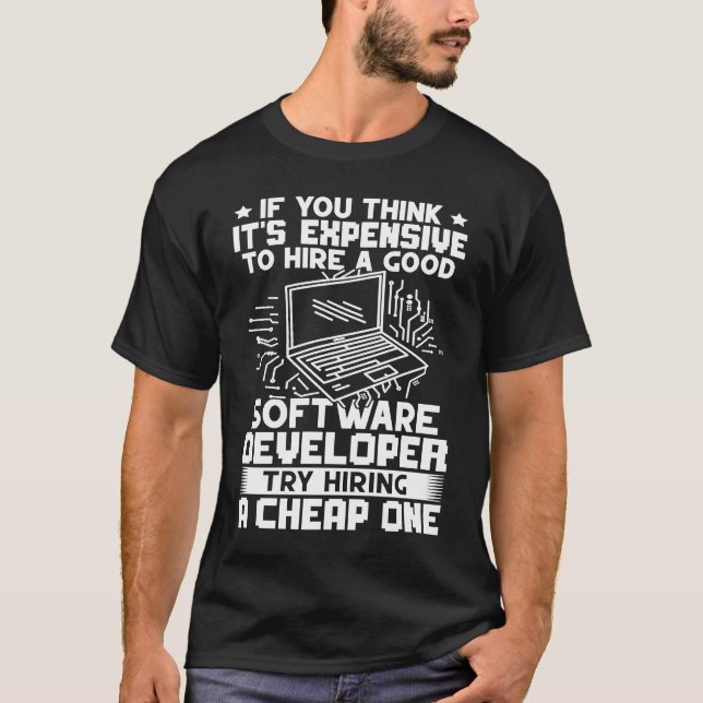 Camiseta Desenvolvedor de Software Tente Contratar Um Barat (Frente)