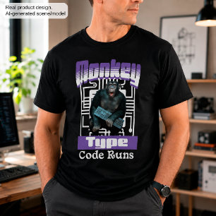 Camiseta Desenvolvedor Full-Stack Divertido, Tipo Macaco, C