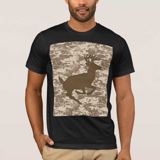 Camiseta Desert Beige Digital Camouflage Deer Camo Patterno (Frente)