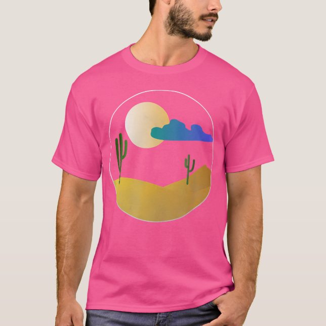 Camiseta Desert Cactus Night Sob A Lua Completa (Frente)
