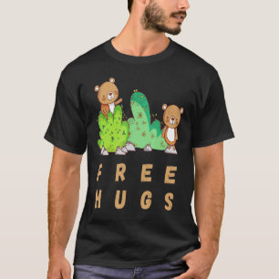 Camiseta Desert Cactus Plant Teddy Bear Free Hugs Sarcastic