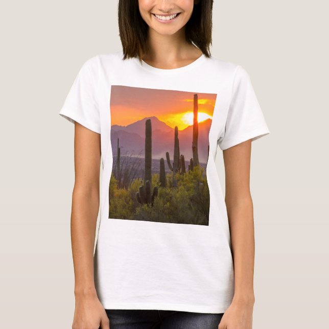 Camiseta Desert cactus sunset, Arizona (Frente)