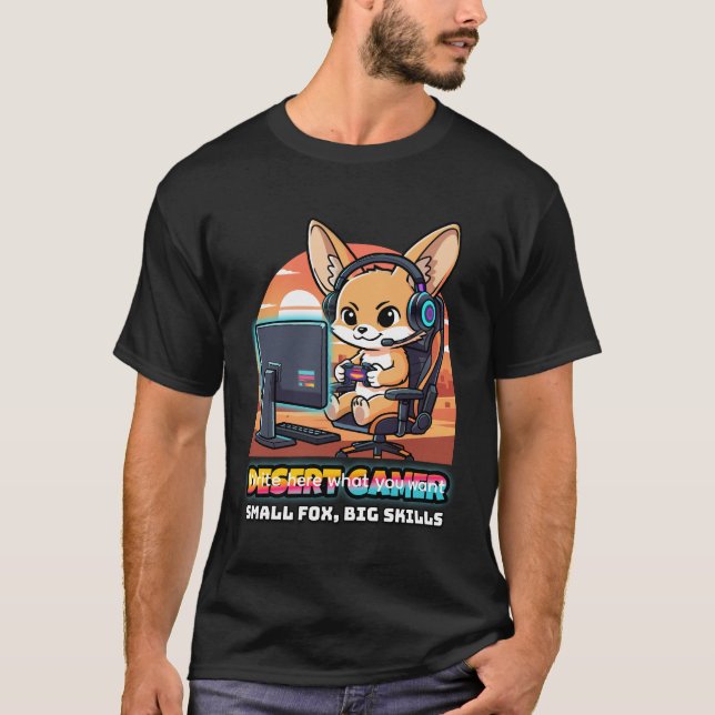 Camiseta Desert Gamer Fennec Fox - Gaming Streamer (Frente)