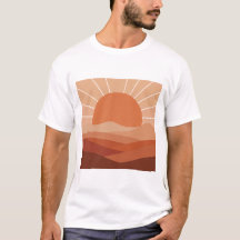 Desert Geometry – Minimalist Sun & Mountain T-Shir