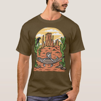 Camiseta Desert Scene Cactus Skeleton Cowboy In Hat And Ham