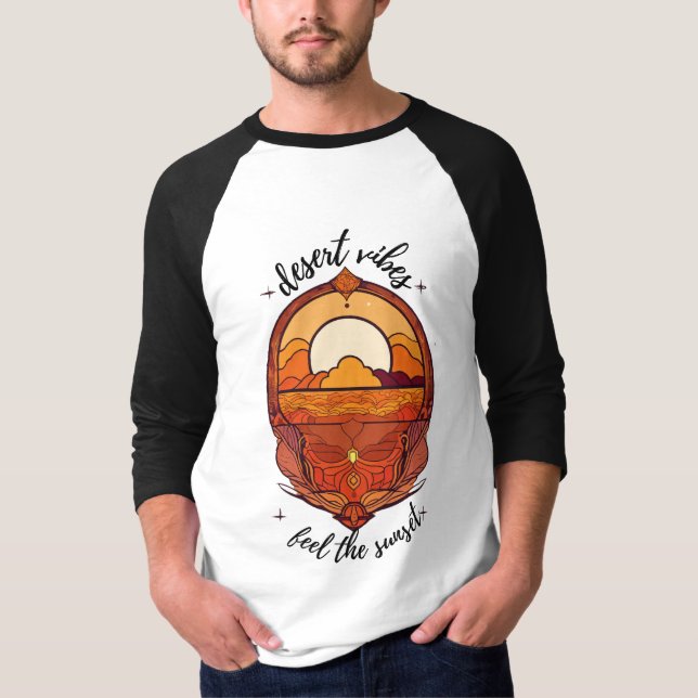 Camiseta Desert Vibes 3D Camisa-T Raglan Masculina (Frente)