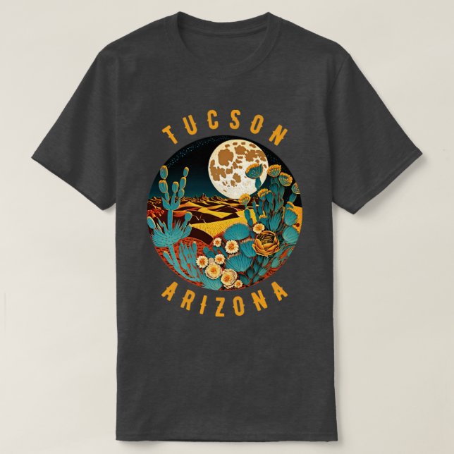Camiseta Deserto De Arizona De Tucson Na Pintura Noturna1 (Frente do Design)