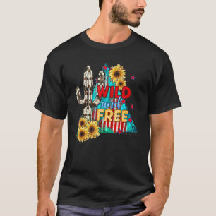 Camiseta Deserto Ocidental Girassóis Cowhide Cactus Wild Fr