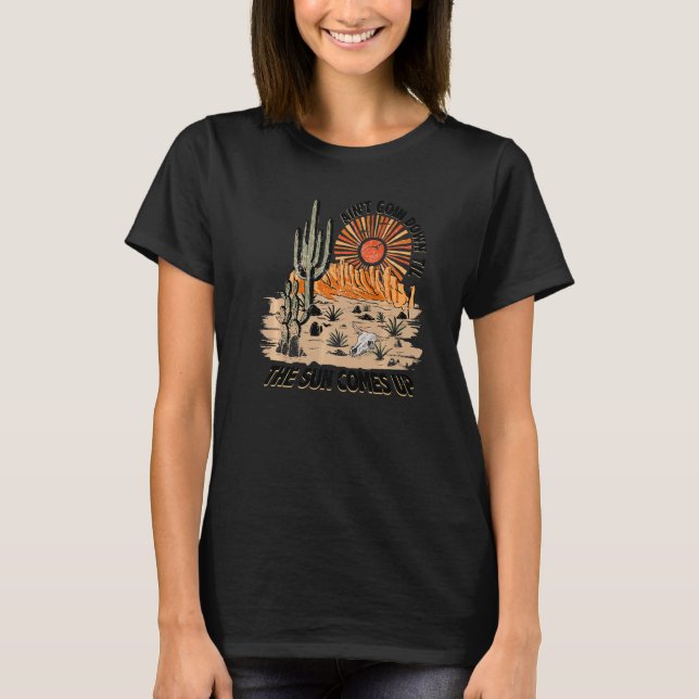 Camiseta Deserto Sunset não desce até o Sol chegar (Frente)