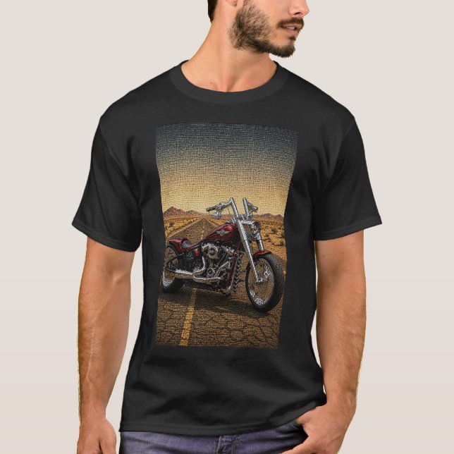 Camiseta Deserto Vermelho Custom Cruiser – Micro Mosaico 3D (Frente)