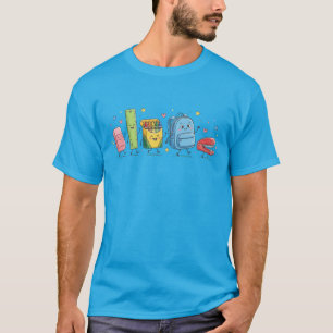 Camiseta Desfile de Material Escolar Fofo de Volta às Aulas