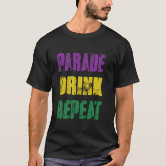 Camiseta Desfile Engraçado Bebida Repetir Carnaval