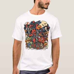 Camiseta Desfile Noturno de Yokai no Halloween