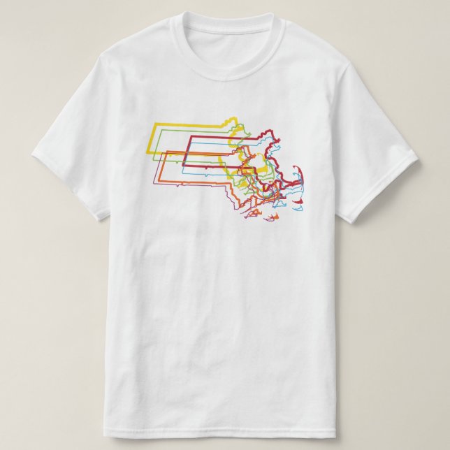 Camiseta desfoque do orgulho de Massachusetts (Frente do Design)