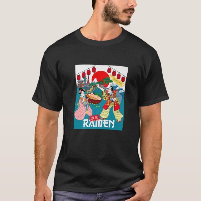Camiseta Desfrute as citações de Ramen Anime Kawaii Art Ram (Frente)