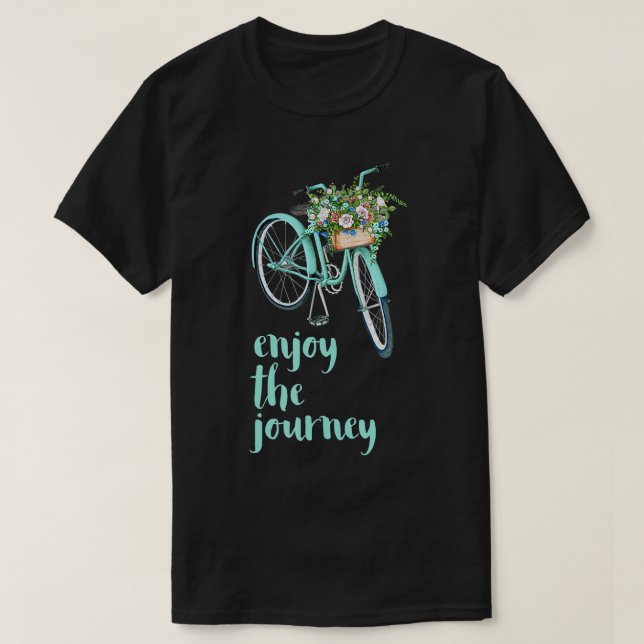 Camiseta Desfrute da bicicleta verde de ciclismo de viagem  (Frente do Design)