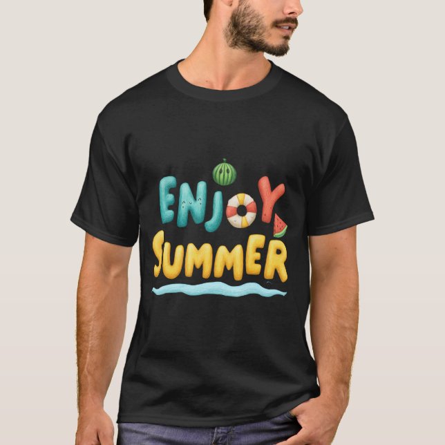 Camiseta Desfrute da ilustração de texto de verão (Frente)