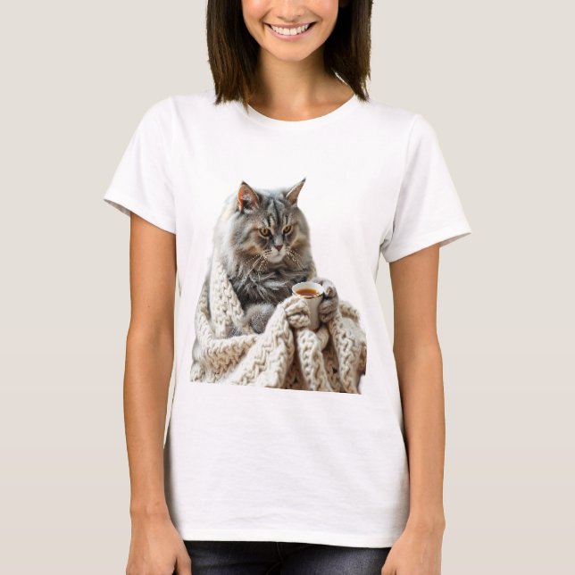 Camiseta Desfrute do Cat Winter Tea (Frente)