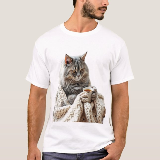 Camiseta Desfrute do Cat Winter Tea (Frente)