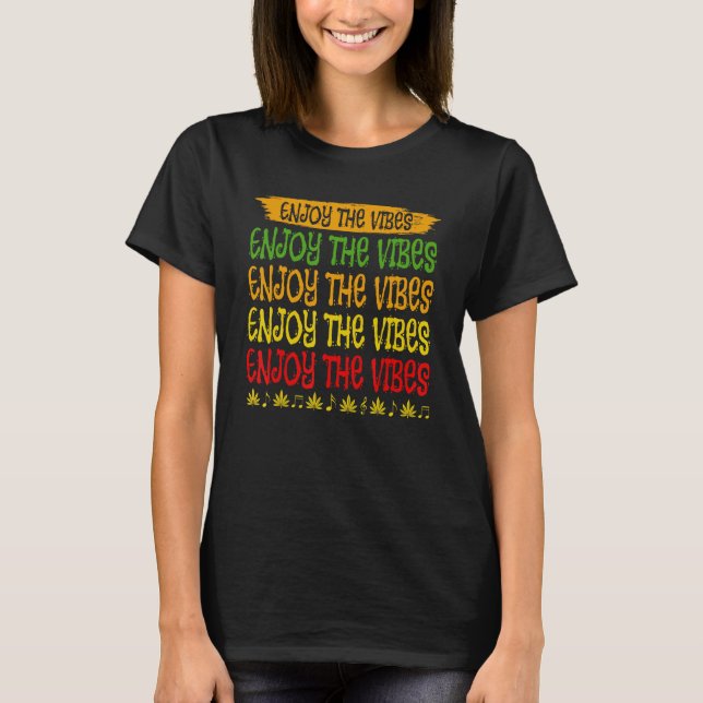 Camiseta Desfrute Do Estilo Vibes Reggae Para Música Reggae (Frente)