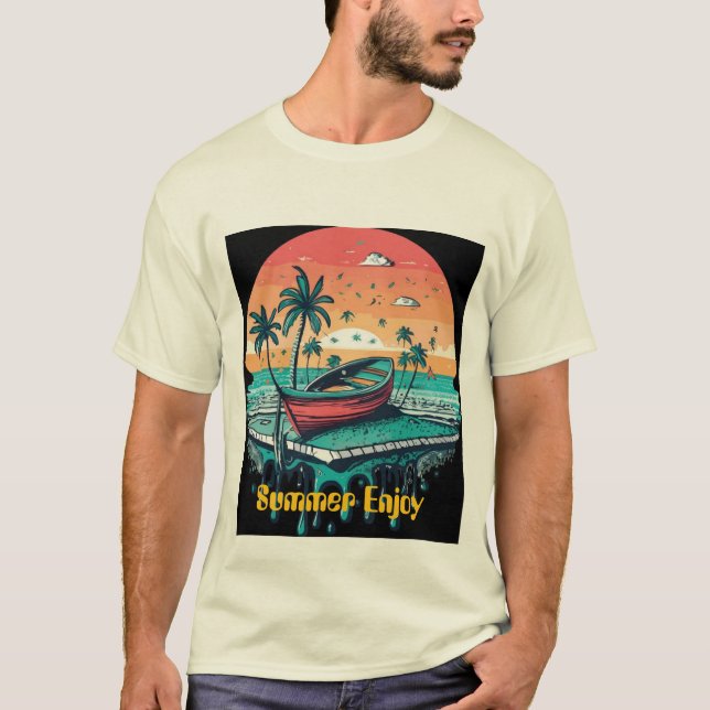 Camiseta Desfrute do pôr do sol de verão (Frente)
