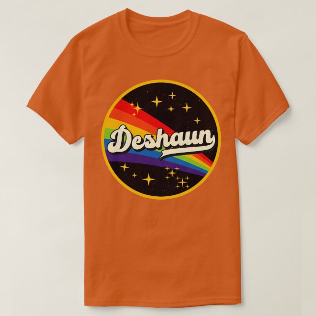 Camiseta Deshaun Rainbow No Space Vintage Style (Frente do Design)