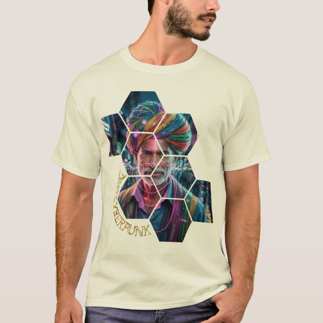 Camiseta Desi Cyberpunk T-Shirt - Onde a Tradição Encontra (Frente)