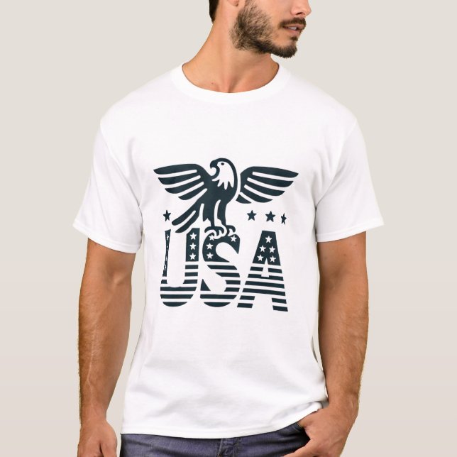 Camiseta Desig Patriótico da Águia EUA - Estrelas e Estilo  (Frente)