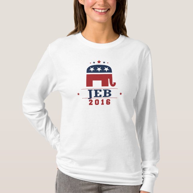 Camiseta Design 2016 do elefante do GOP de Jeb (Frente)
