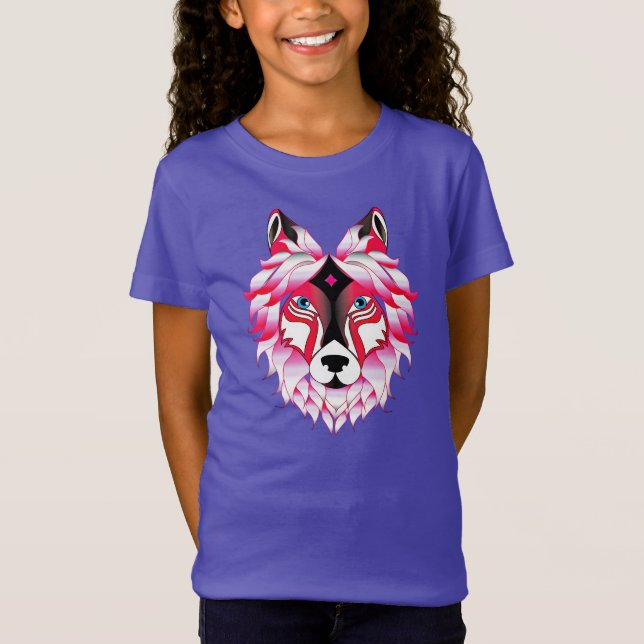 Camiseta Design- 24531 Pink Wolf Head (Frente)