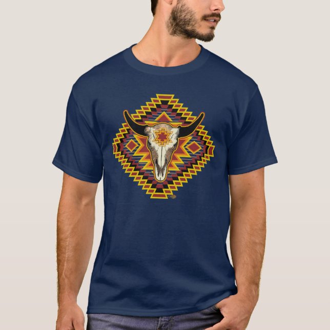 Camiseta Design 2 do búfalo do nativo americano (Frente)