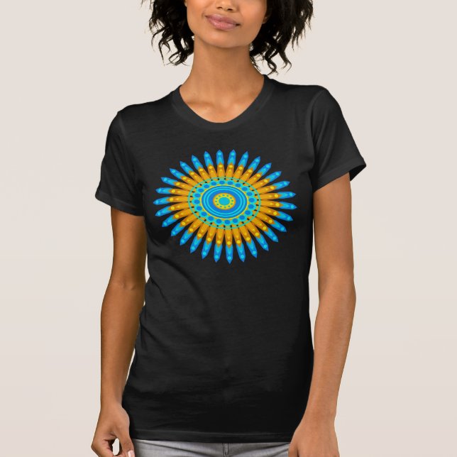 Camiseta Design- 68567, de cor azul geométrica (Frente)