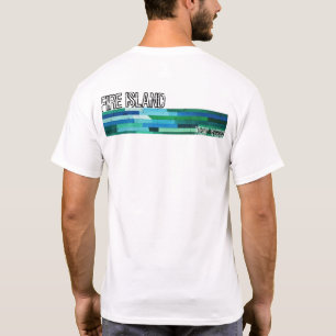 Camiseta Design abstrato azul verde vintage Fire Island NY