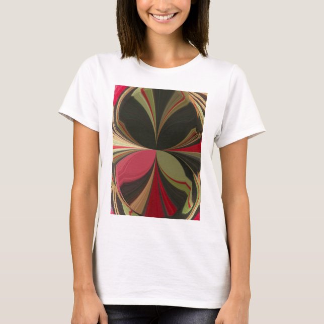 Camiseta Design abstrato com Impressão de arte de linhas fl (Frente)