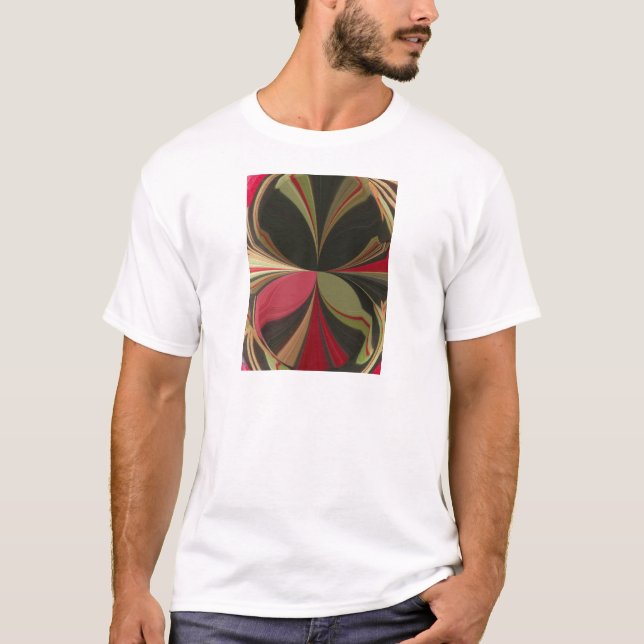 Camiseta Design abstrato com Impressão de arte de linhas fl (Frente)